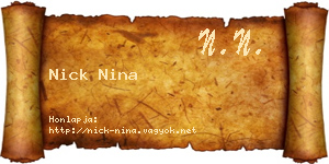 Nick Nina névjegykártya
